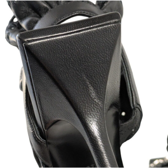 Givenchy G Black Lambskin Chain Ruffle Sandals New EU 37 Square Toe Slingback - Picture 10 of 16